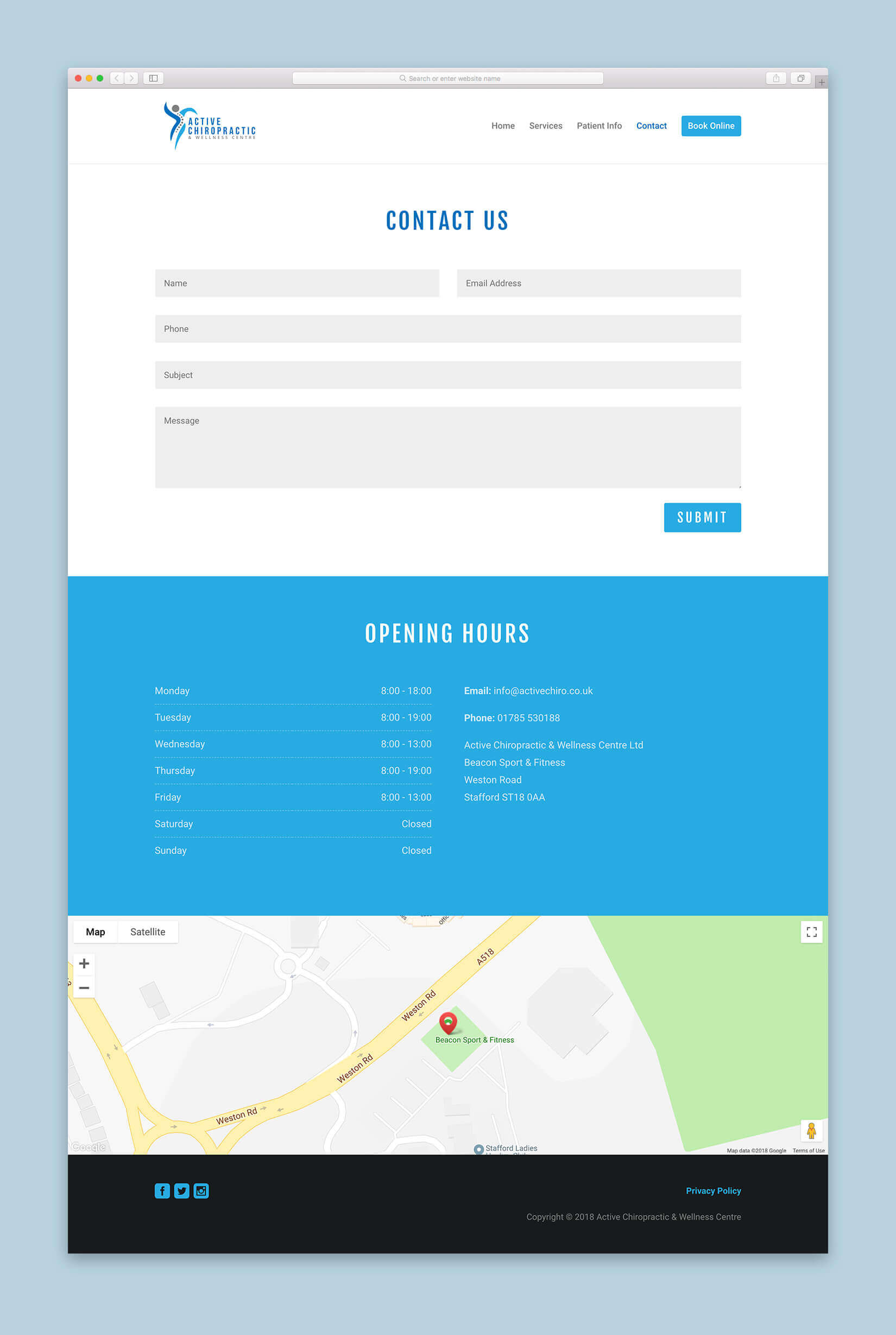 Active Chiropractic Website Contact Form